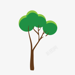 卡通手绘可爱绿色大树素材