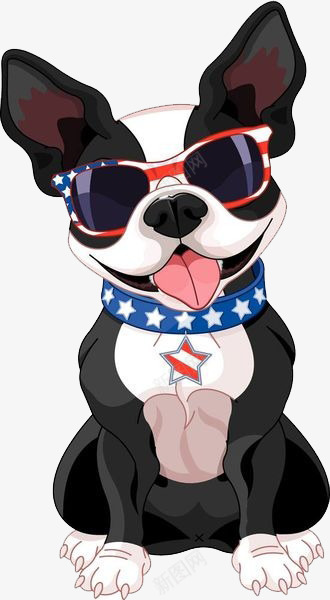 卡通可爱的宠物狗png免抠素材_88icon https://88icon.com 卡通 可爱的宠物狗 时髦的狗狗 眼镜戴眼镜的狗狗 蓝色的狗链