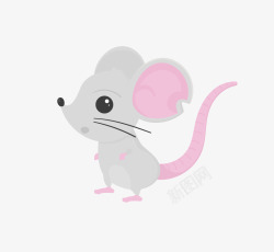 手绘卡通粉色小老鼠素材