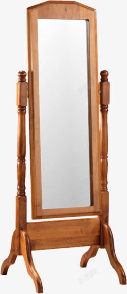 爱美镜子半身木头镜子高清图片