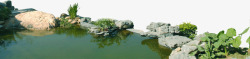 水泊园林景观水景一角高清图片