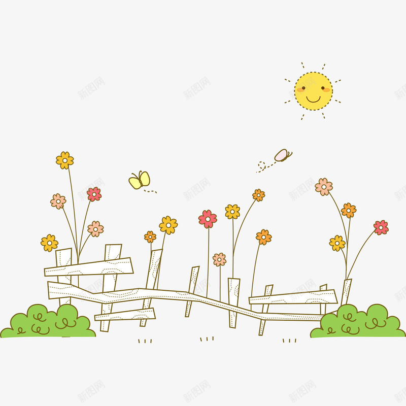 木质围栏花朵png免抠素材_88icon https://88icon.com 围栏 围栏花朵 木质 花朵素材