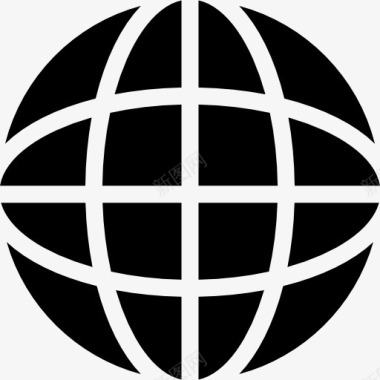 地球黑标志与细网格图标图标