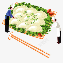 吃水饺中国风俗冬至吃水饺图矢量图高清图片