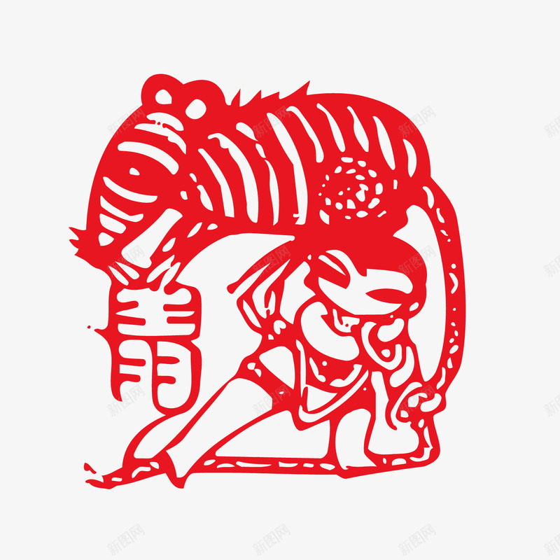 生肖剪纸老鼠png免抠素材_88icon https://88icon.com 中国风 十二生肖 生肖 矢量剪纸 红色 老鼠