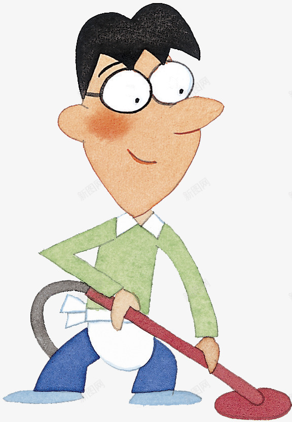 做家务擦地的男人png免抠素材_88icon https://88icon.com 做家务 卡通人物 可爱 吸尘地板擦 擦地 擦地板 水彩 男人
