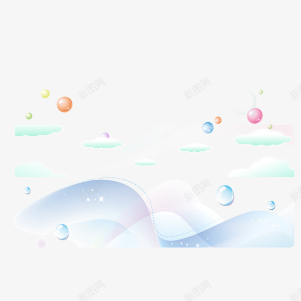 漂浮psd免抠素材_88icon https://88icon.com 圆点 彩带 漂浮 白云