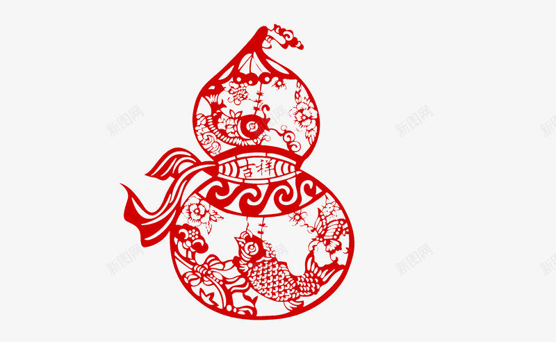 中国风葫芦剪纸png免抠素材_88icon https://88icon.com 中国风 剪纸 春节 民间工艺 红色 葫芦