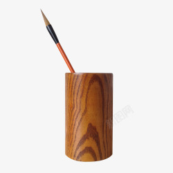 木制笔筒实木毛笔筒木质毛笔笔筒高清图片