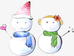 唯美可爱雪人爱心帽子节日素材