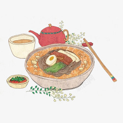 冬季白菜汤手绘画片素材