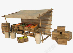 木质水果棚箱子素材