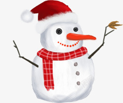 雪地雪人图片圣诞红帽子雪人高清图片