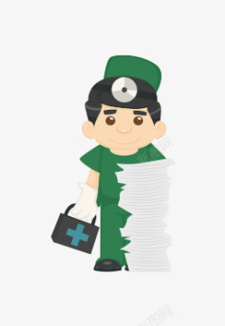绿色衣服男护士纸张素材