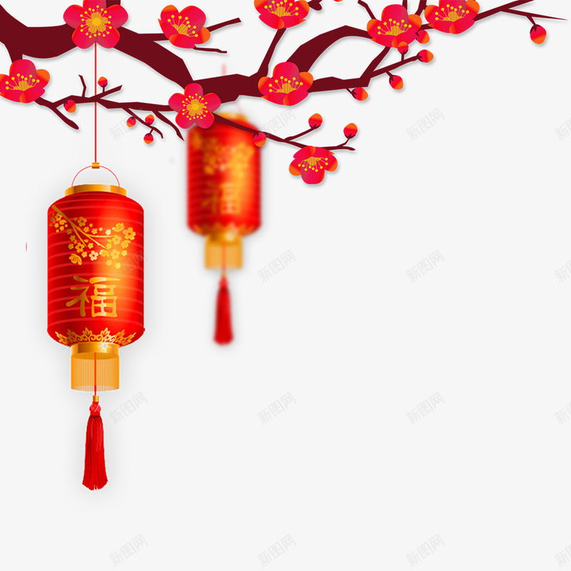 手绘灯笼装饰海报边框png免抠素材_88icon https://88icon.com 新年装饰 春节海报 春节装饰 灯笼 福 红色