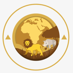 金色标贴绿色地球世界地球日金色动物保护矢量图高清图片