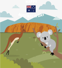 澳大利亚的袋鼠考拉矢量图素材