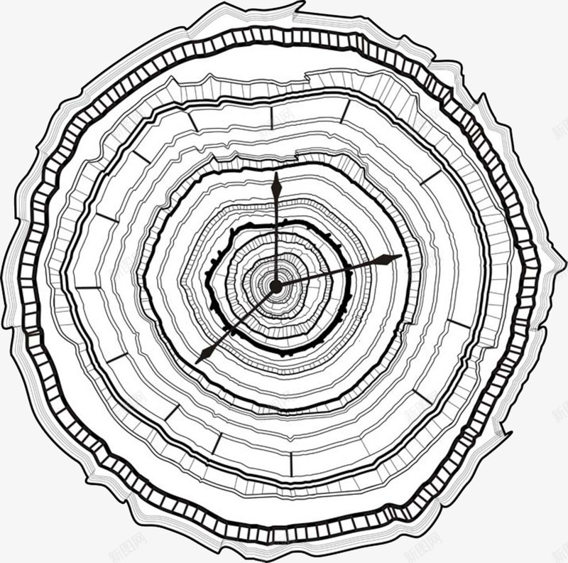 简笔钟表png免抠素材_88icon https://88icon.com 创意年轮 圈数 简笔木质表 简笔钟表