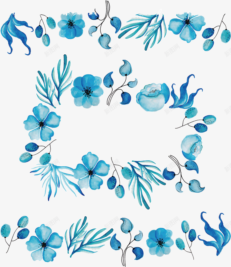 水彩蓝色花朵壁纸矢量图ai免抠素材_88icon https://88icon.com 卡通 壁纸 手绘 水彩 美丽 蓝色 设计 矢量图