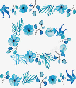 水彩蓝色花朵壁纸矢量图素材