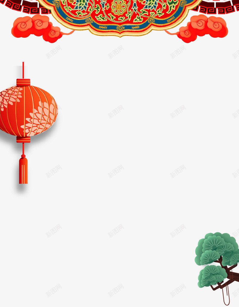 立体创意中国风新春装饰背景png免抠素材_88icon https://88icon.com 中国风 新年 新年快乐 新春 春节 灯笼 祥云 装睡