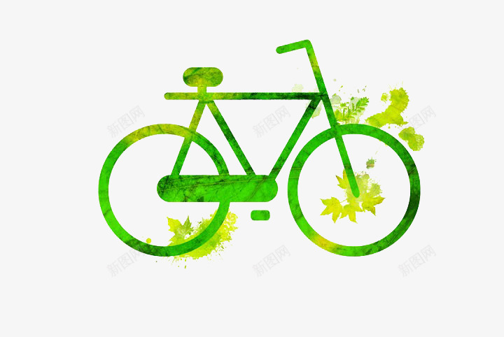 停在路上的自行车海报png免抠素材_88icon https://88icon.com 低碳生活 环保 生态 绿色 绿色自行车 自行车