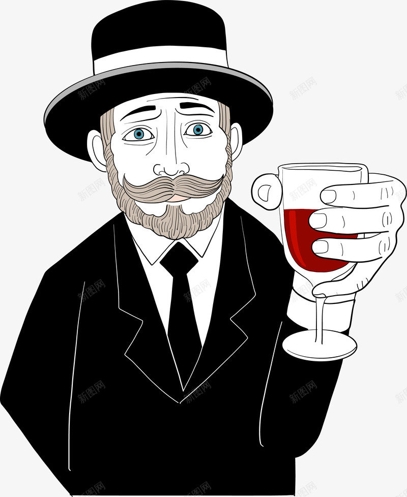 喝酒的男人png免抠素材_88icon https://88icon.com 卡通 手绘 杯子 男人 白色 红色 红酒 黑色