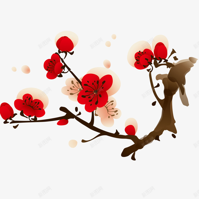 水墨梅花矢量图png图片免费下载-素材iljiifv-88ICON