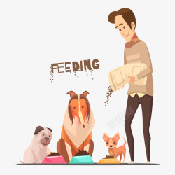 给宠物狗喂食卡通图素材