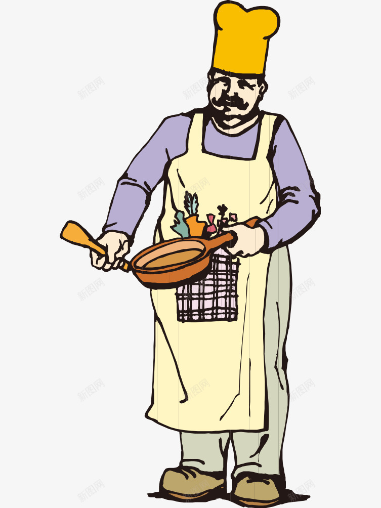 卡通手绘国外厨师做饭男人png免抠素材_88icon https://88icon.com 做饭的男人 卡通的人物