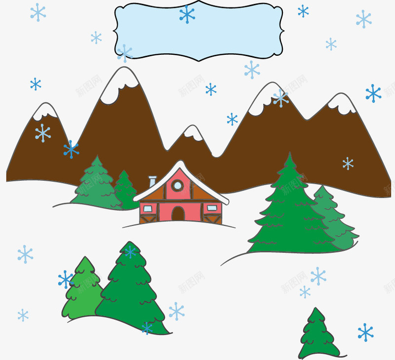 冬天的小房子png免抠素材_88icon https://88icon.com 山中的冬季 蓝色的雪花 飘雪