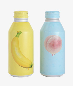 果冻色香蕉和水蜜桃饮品高清图片