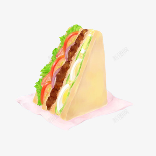 蔬菜三角面包手绘画片png免抠素材_88icon https://88icon.com 三角形 手绘食物 白色 蔬菜 面包