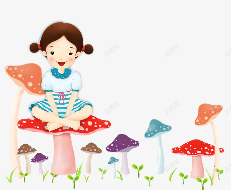 卡通女孩蘑菇小草png免抠素材_88icon https://88icon.com png素材 卡通女孩 小草 蘑菇