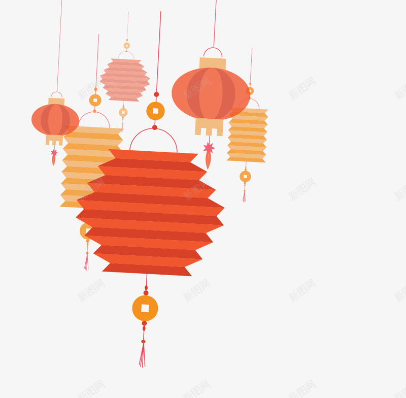 剪纸风格灯笼装饰png免抠素材_88icon https://88icon.com 喜庆 春节装饰 海报装饰 灯笼设计 红色 节日气氛