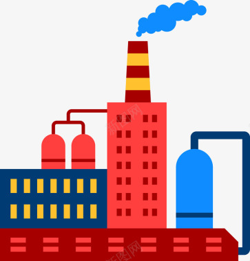 徽章红色卡通工厂废气排放图标图标