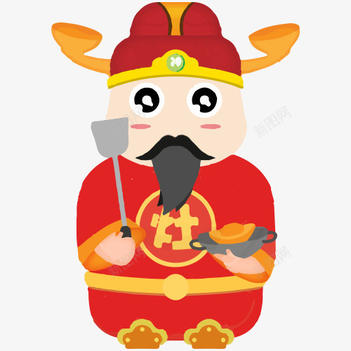 红色卡通新年灶神png免抠素材_88icon https://88icon.com 新年 新春 春节 灶君 灶王爷 灶神 过年 金元宝