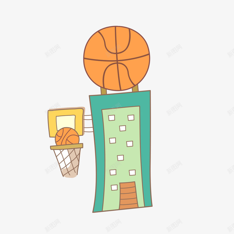 手绘篮球框png免抠素材_88icon https://88icon.com 体育 篮球 篮球框 运动