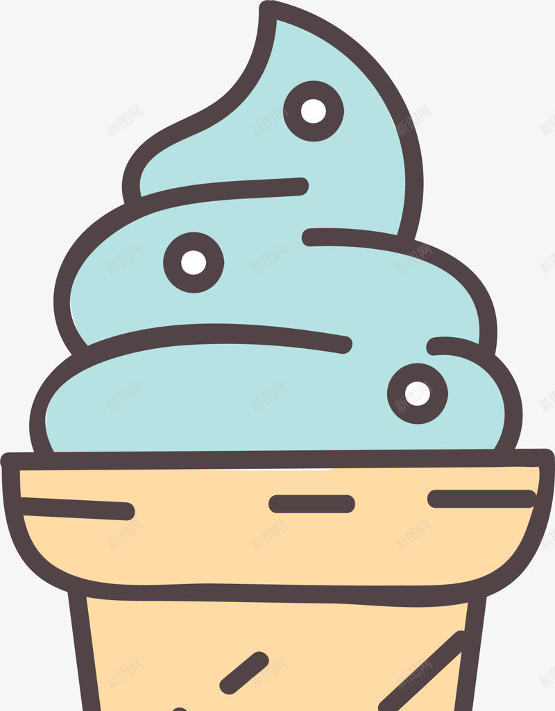 蓝色扁平卡通冰淇淋png免抠素材_88icon https://88icon.com 凉爽夏季 卡通冰淇淋 夏天 夏日解暑 清凉 甜品 雪糕