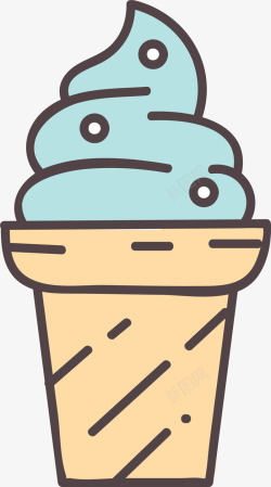 蓝色扁平卡通冰淇淋素材