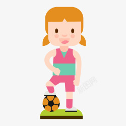 足球和女运动员卡通图素材