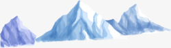手绘蓝色冬季大山装饰素材