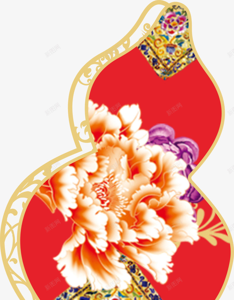 红色春节花朵葫芦png免抠素材_88icon https://88icon.com 新年 新年快乐 春节 春节快乐 红色葫芦 花朵葫芦