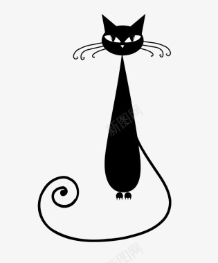 卡通黑色小猫咪图标图标