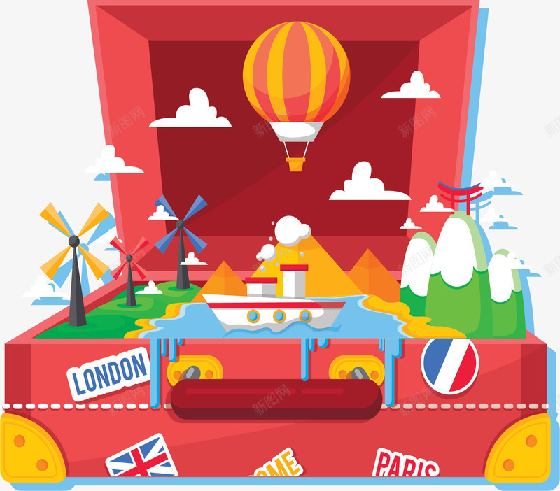 行李箱里的美丽景色矢量图ai免抠素材_88icon https://88icon.com 世界美景 手提箱 旅游 旅游美景 矢量png 行李箱 矢量图