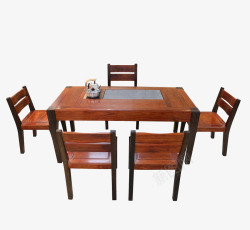 六人快餐桌椅装饰实物图素材