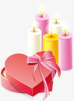 发光的爱心礼盒卡通发光蜡烛效果爱心礼盒高清图片