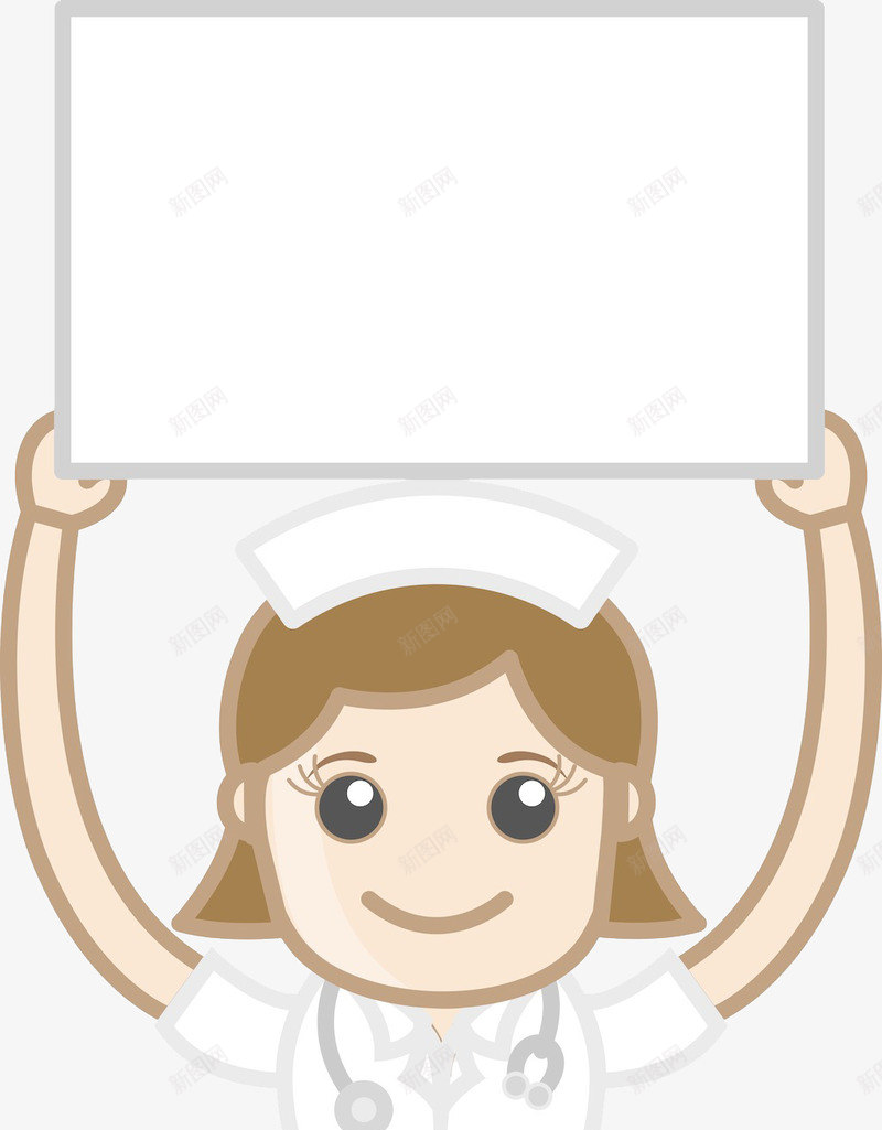 一个手举牌子的卡通护士png免抠素材_88icon https://88icon.com 人物 医疗 卡通 急诊 护士