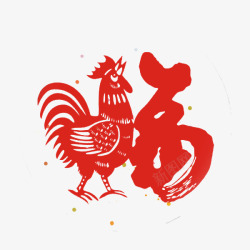 2017鸡年红色剪纸素材