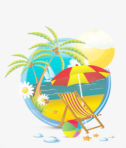 夏日海滩元素素材